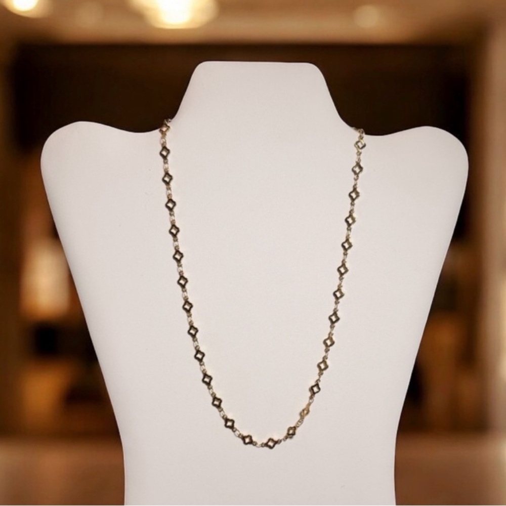 Gold-Tone Clover Like Chain Necklace
